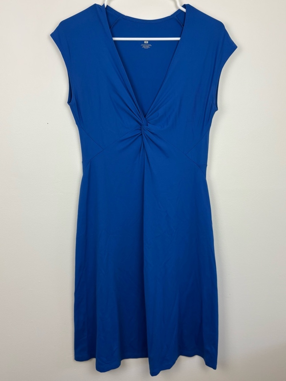Patagonia Royal Blue Bandha Twist Dress Cap Sleeve Midi Dress size Med stretchy